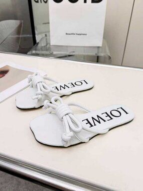 LOEWE Knot Leather Flat Slide Sandals